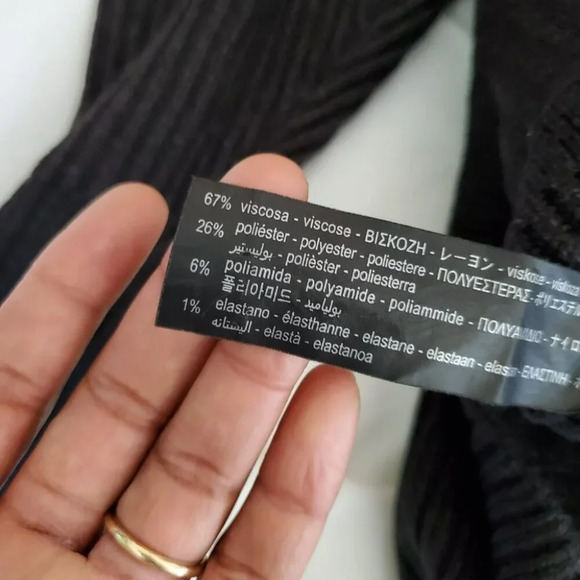 ZARA | Long Sleeve Turtleneck Buttoned Ribbed Black Sweater Dress (Size S) - Picture 10 of 11